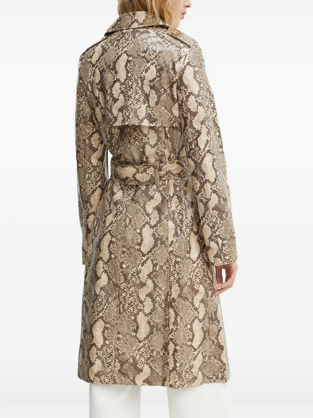 GUESS USA Trenchcoat met ceintuur slangenprint Beige