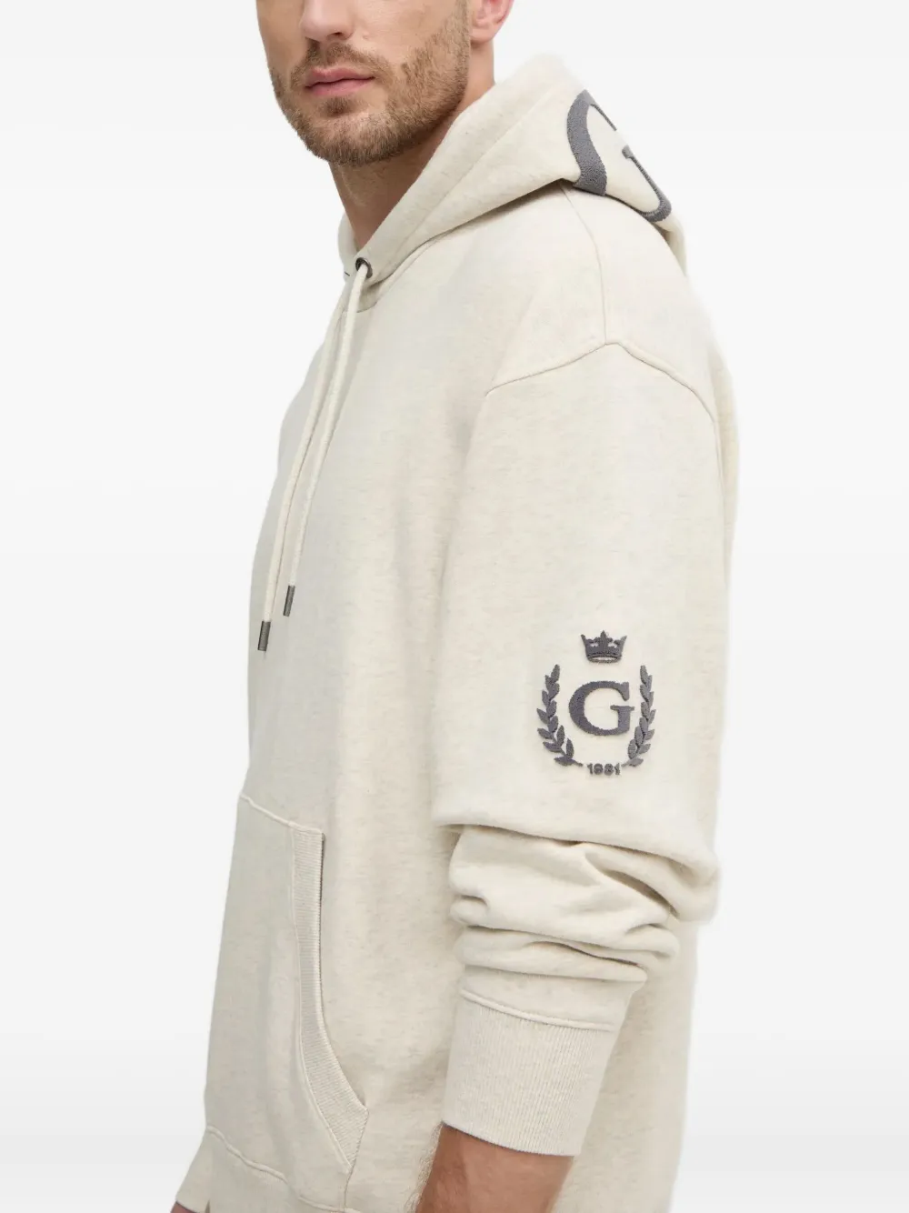 GUESS USA Hoodie met geborduurd logo Beige