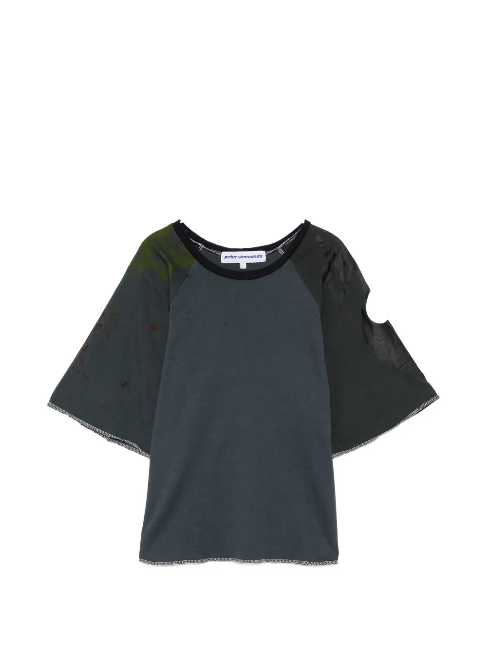 Stain Shade raglan-sleeve panelled T-shirt – Blue
