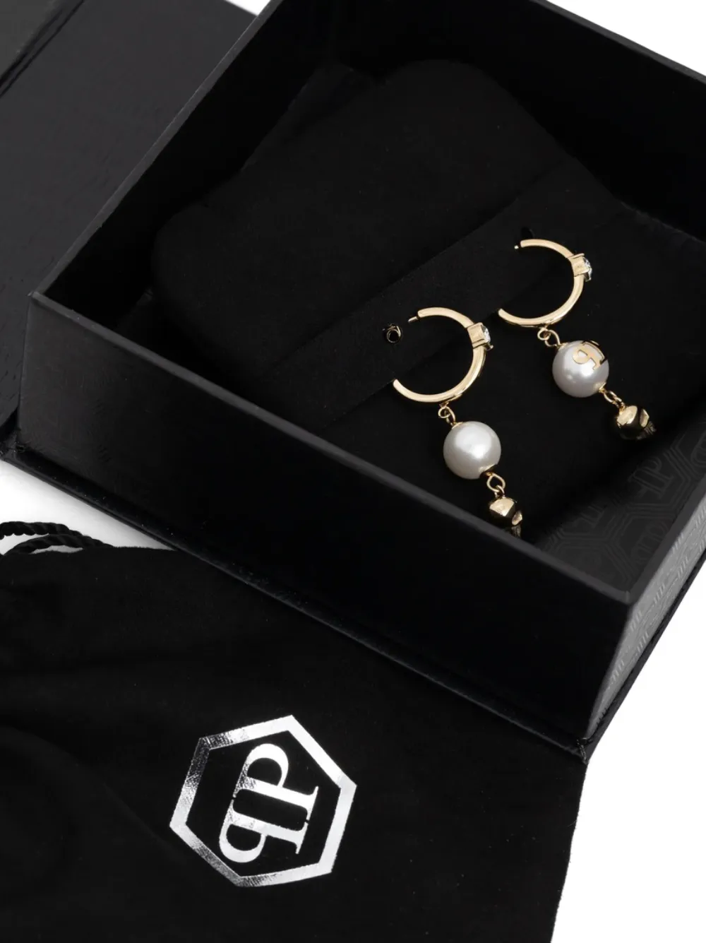  Philipp Plein Skull-charm Hoop Earrings - Gold 