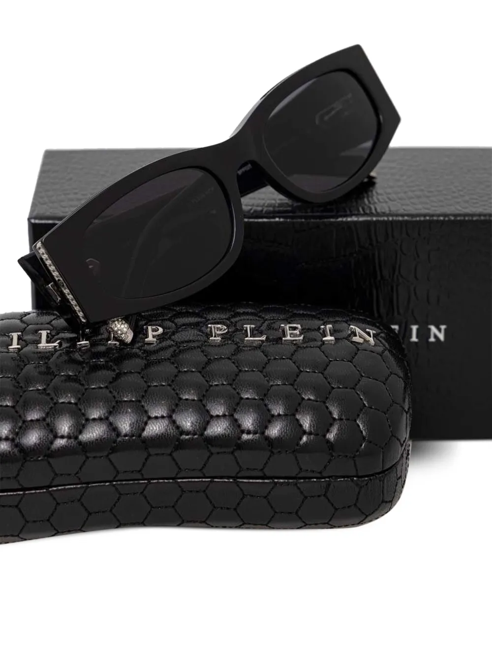 Philipp Plein Eyewear Zonnebril met rechthoekig montuur Zwart
