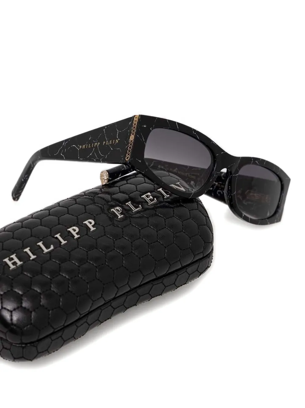 Philipp Plein Eyewear Zonnebril met marmer-effect Zwart
