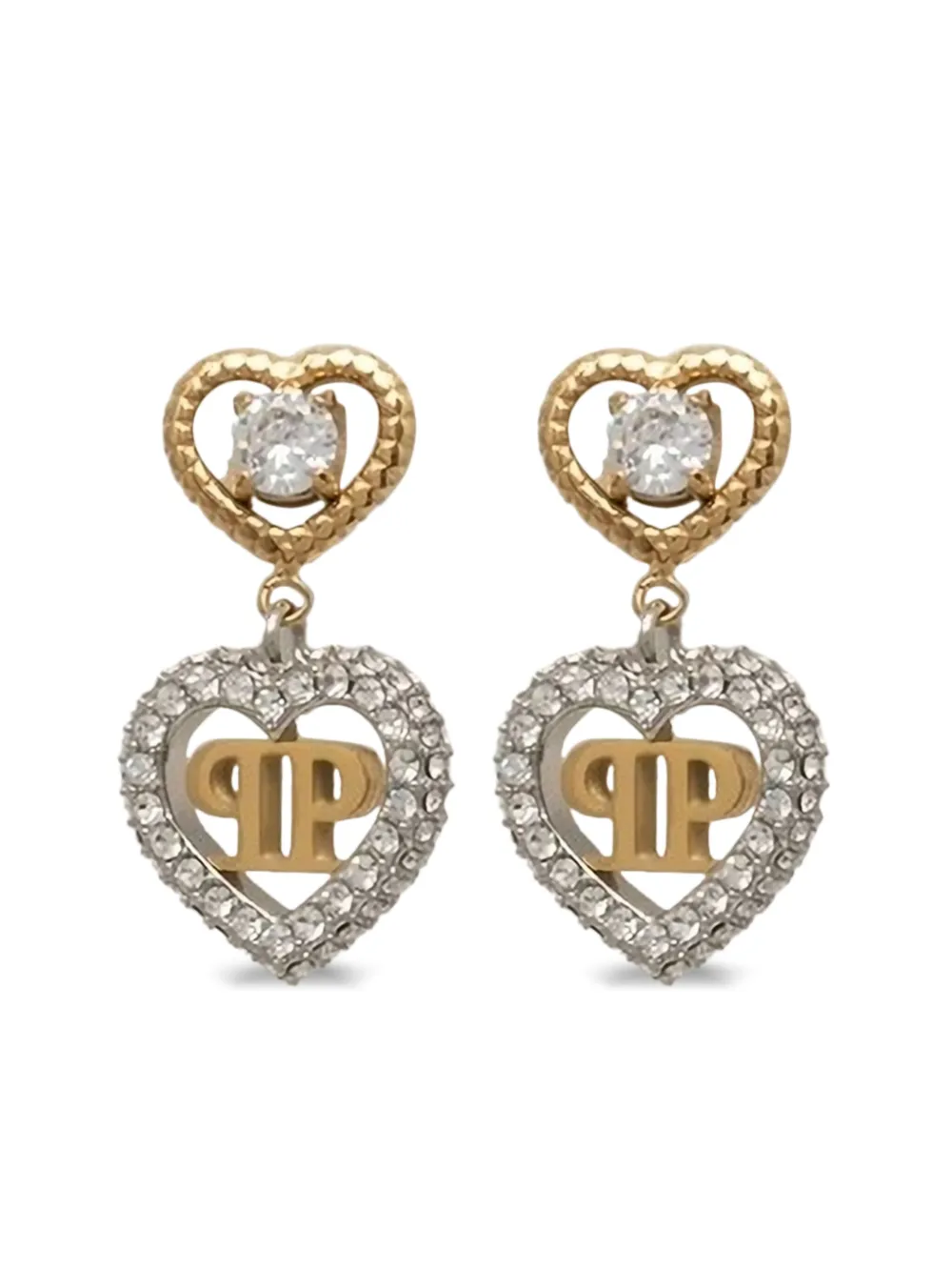 Philipp Plein heart-charm drop earrings | Gold | Image 1