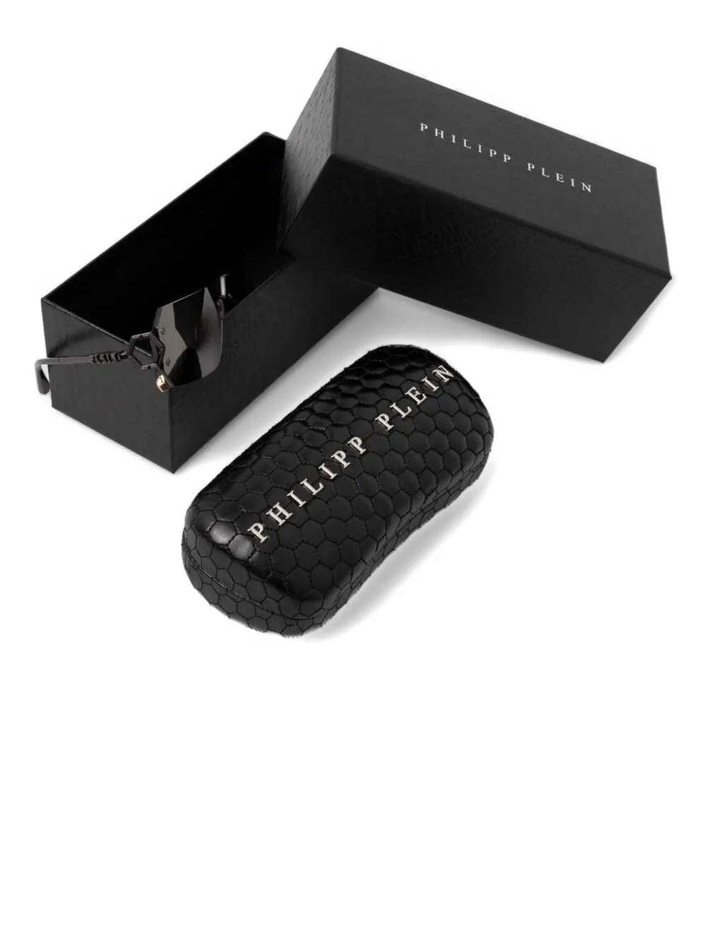 Philipp Plein Eyewear Zonnebril met rechthoekig montuur Zwart