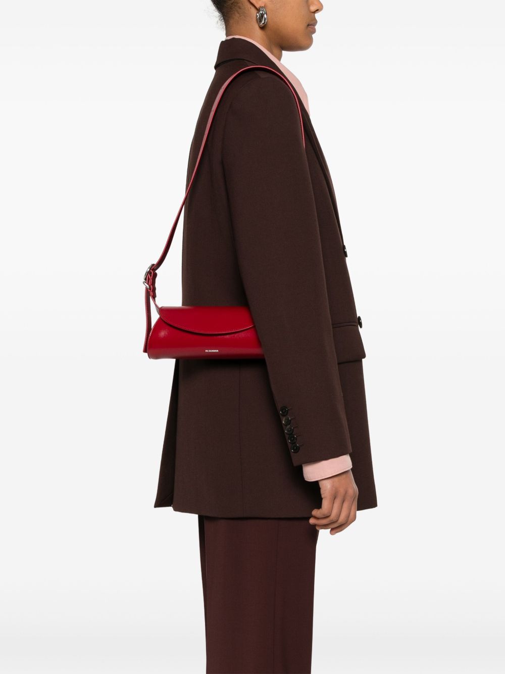 Jil Sander Cannolo kleine schoudertas - Rood