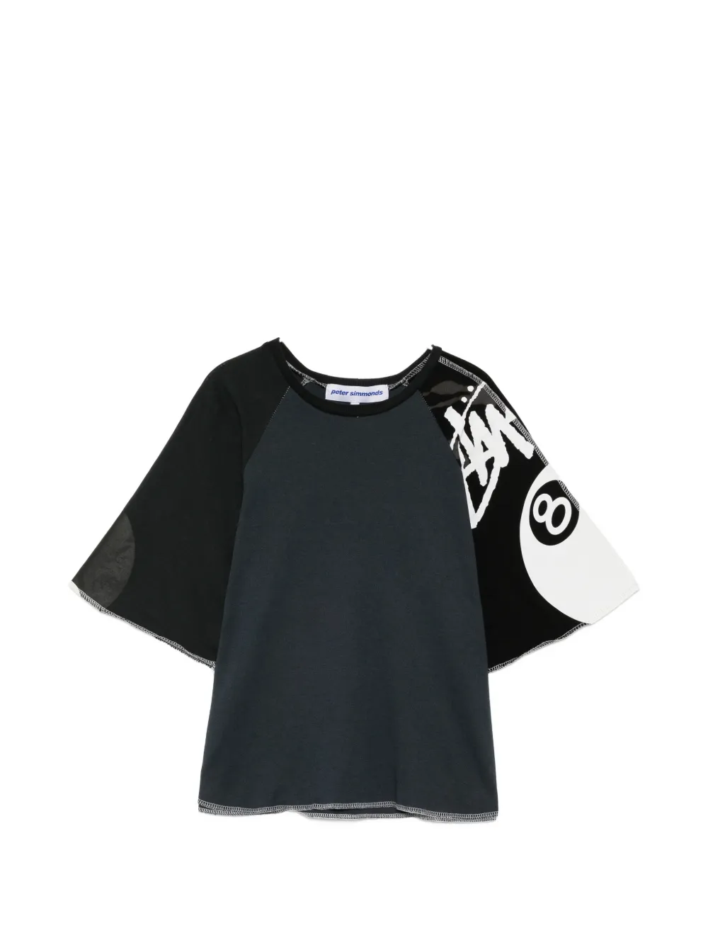 Stain Shade graphic-print raglan-sleeve T-shirt – Blue