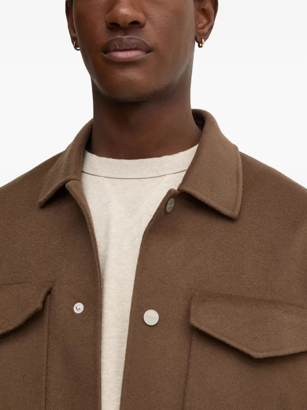 Nanushka Wollen jack met klepzak Bruin