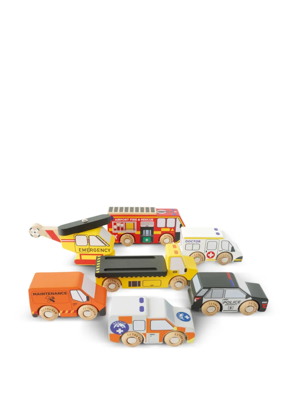  Le Toy Van Figurines Emergency Helicopter & Rescue Cars - Rouge 