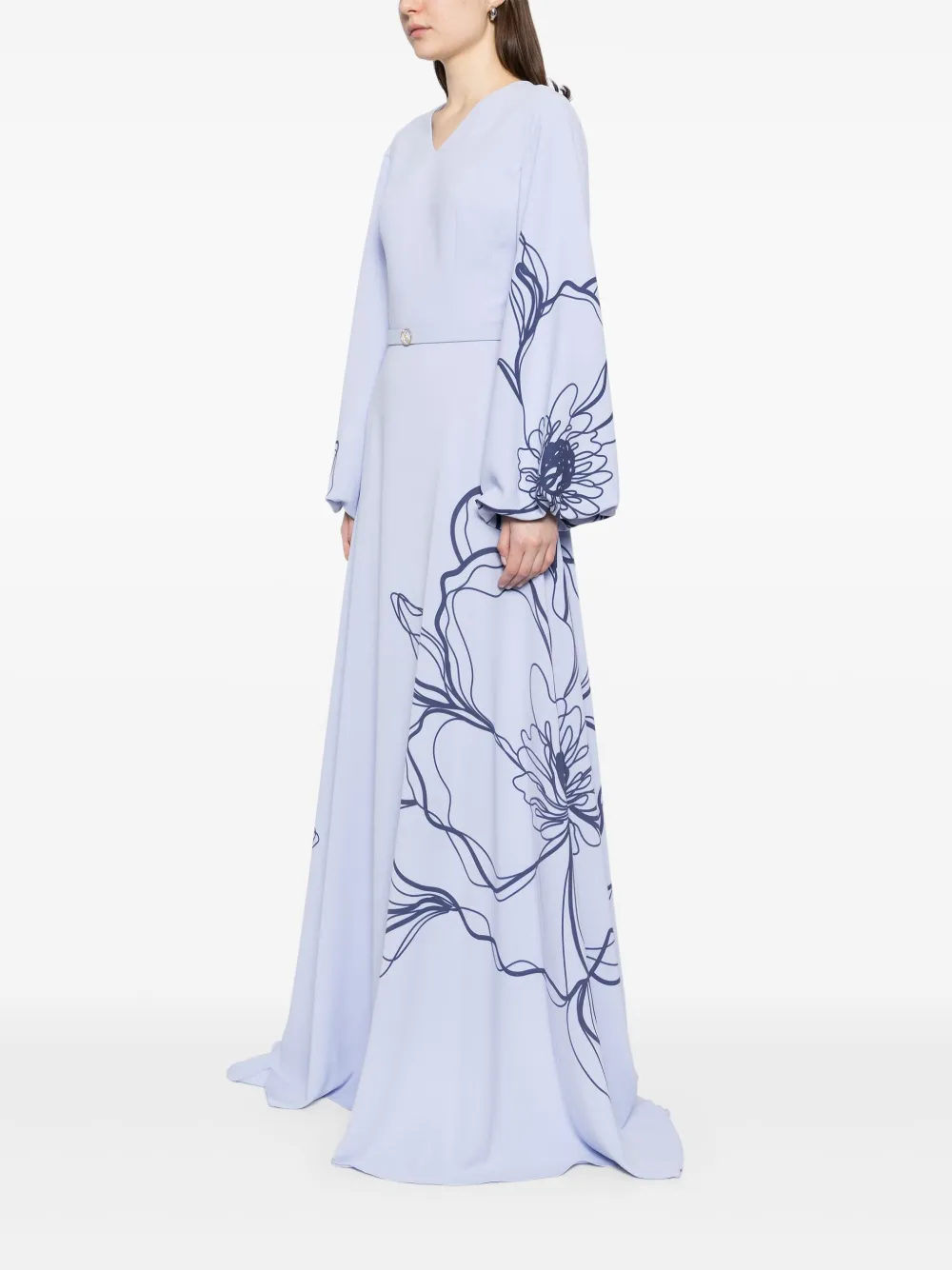 Saiid Kobeisy Floral Printed Kaftan In Blue