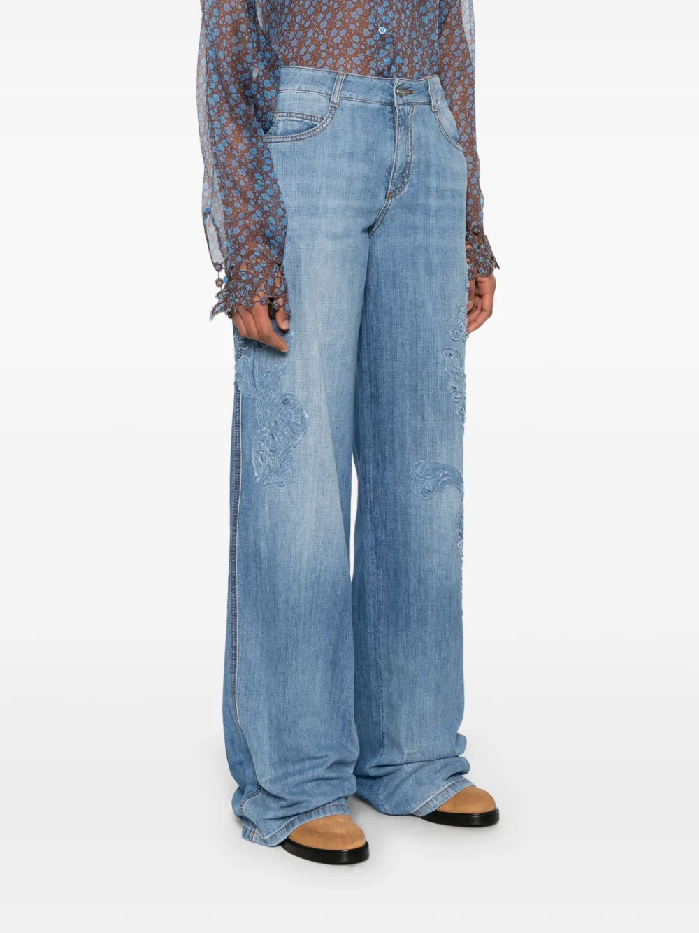 ERMANNO SCERVINO FLORAL-APPLIQUÉ JEANS