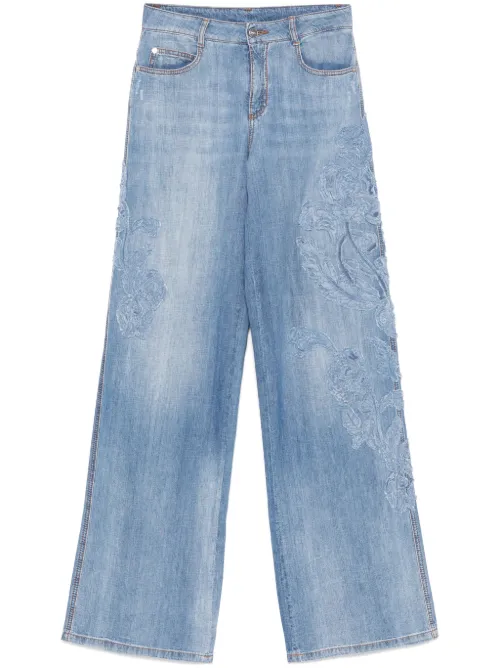 Jean à appliques fleurs - Ermanno Scervino - Modalova