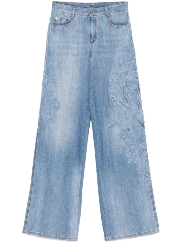 デニム・ジーパン ERMANNO SCERVINO DENIM JEANS WITH FLORAL EMBROIDERY 27934457_57665669_600.jpg