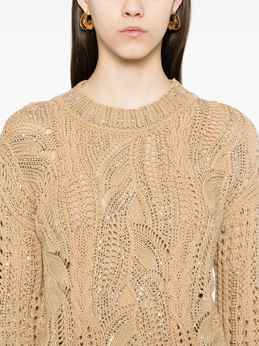 Ermanno Scervino Sweater verfraaid met kristallen Bruin