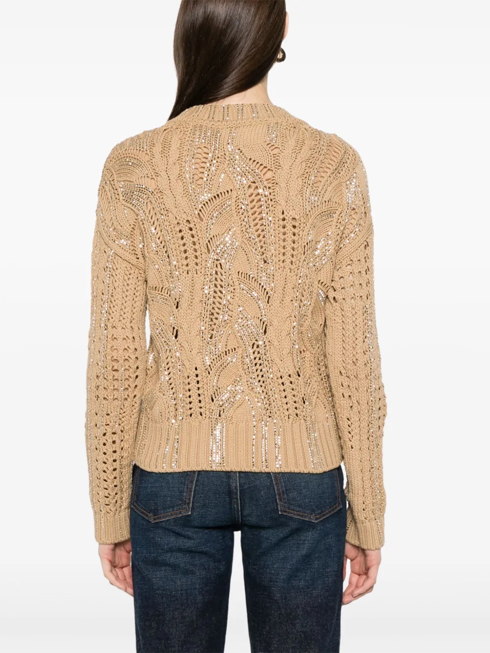 Ermanno Scervino Sweater verfraaid met kristallen Bruin