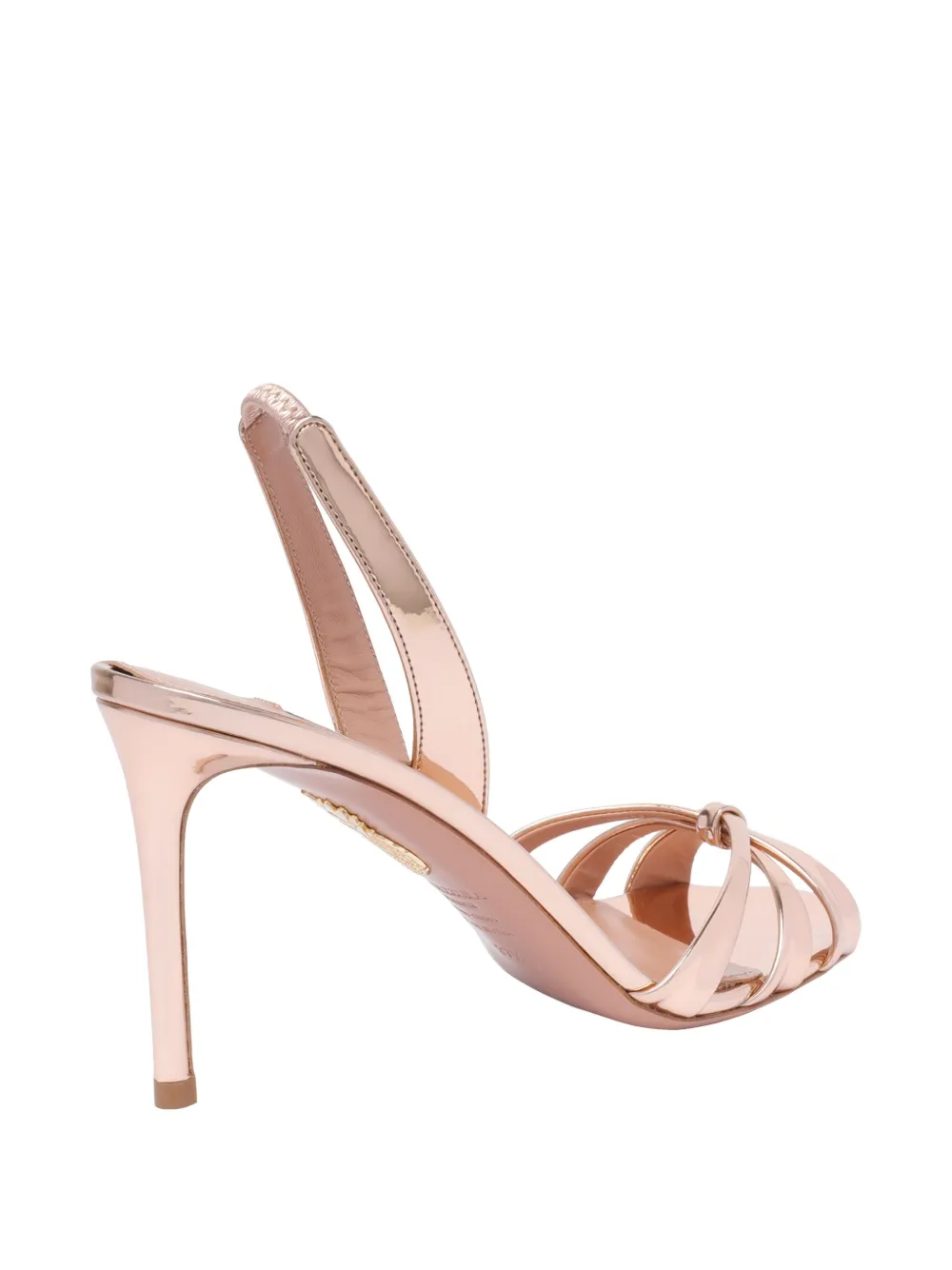Aquazzura 85mm Tati Metallic Leather Sandals In Pink