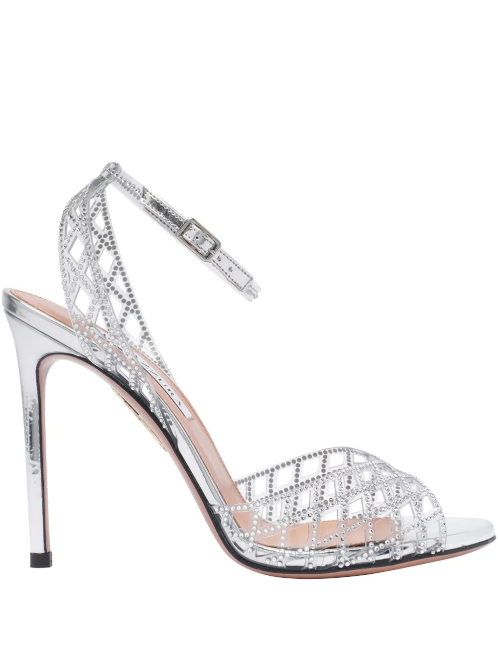 Shop Aquazzura 105mm Leather Sandals In Silver