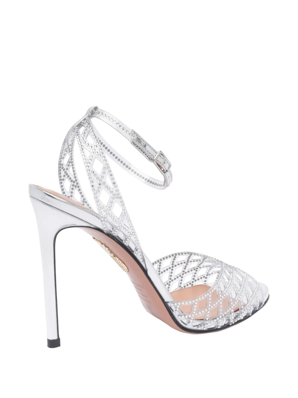 Shop Aquazzura 105mm Leather Sandals In Silver