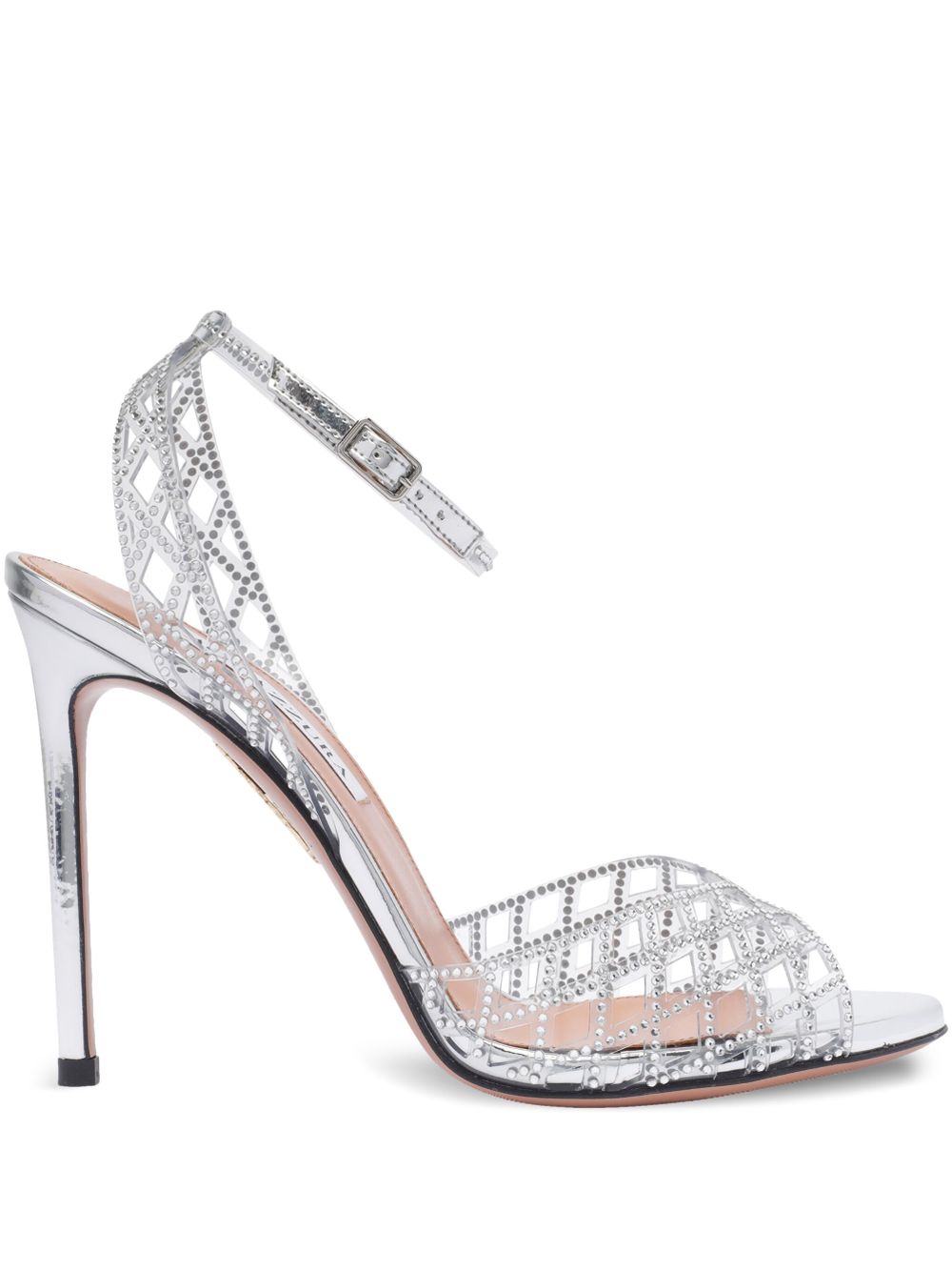 Aquazzura 105mm leather sandals Silver