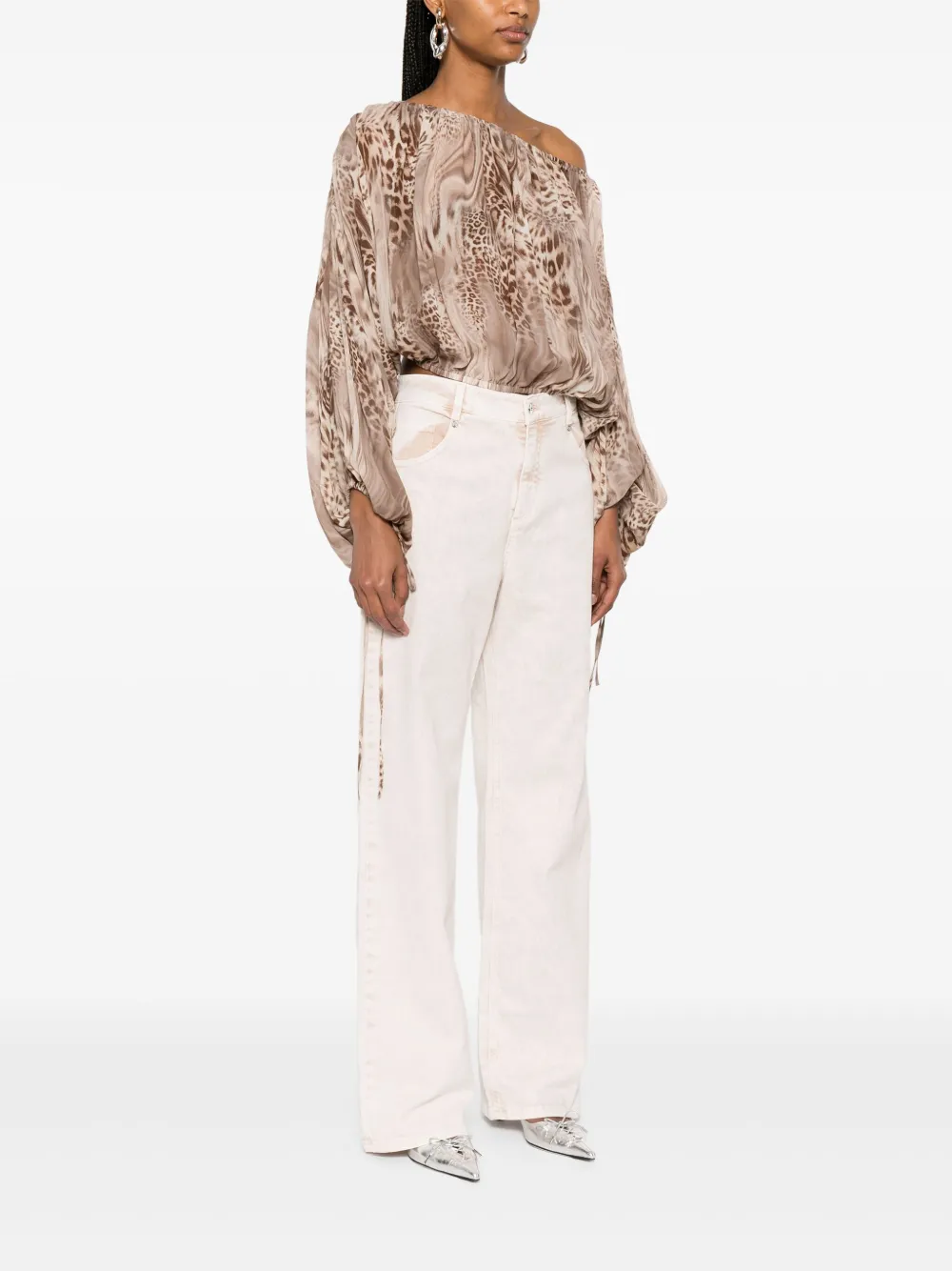 Blumarine Blouse met luipaardprint Bruin