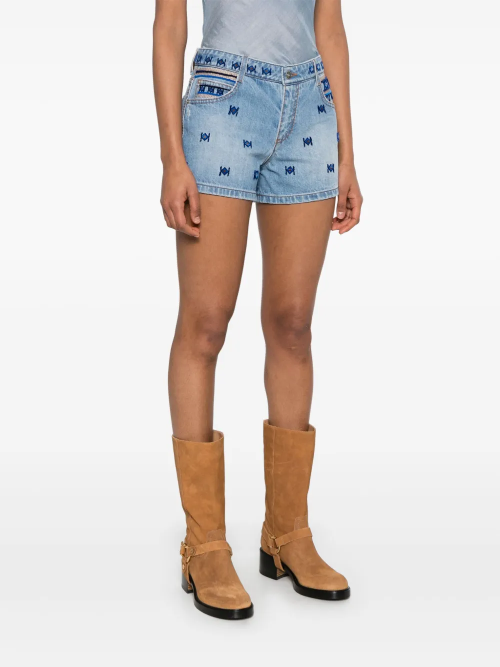 Ermanno Scervino Shorts met borduurwerk Blauw
