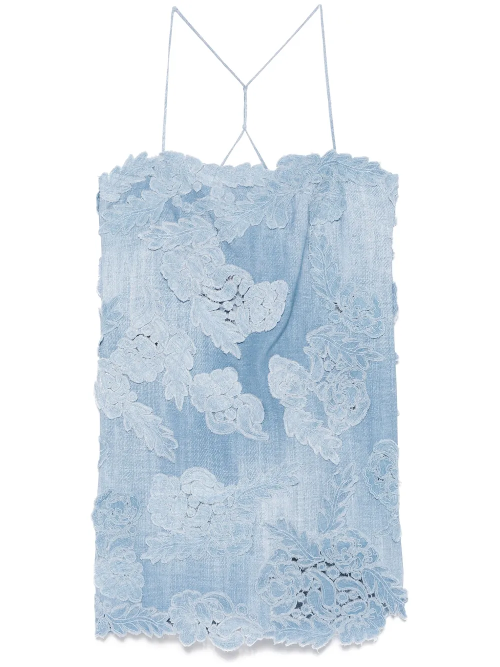 Ermanno Scervino robe courte à fleurs appliquées | bleu | Image 1