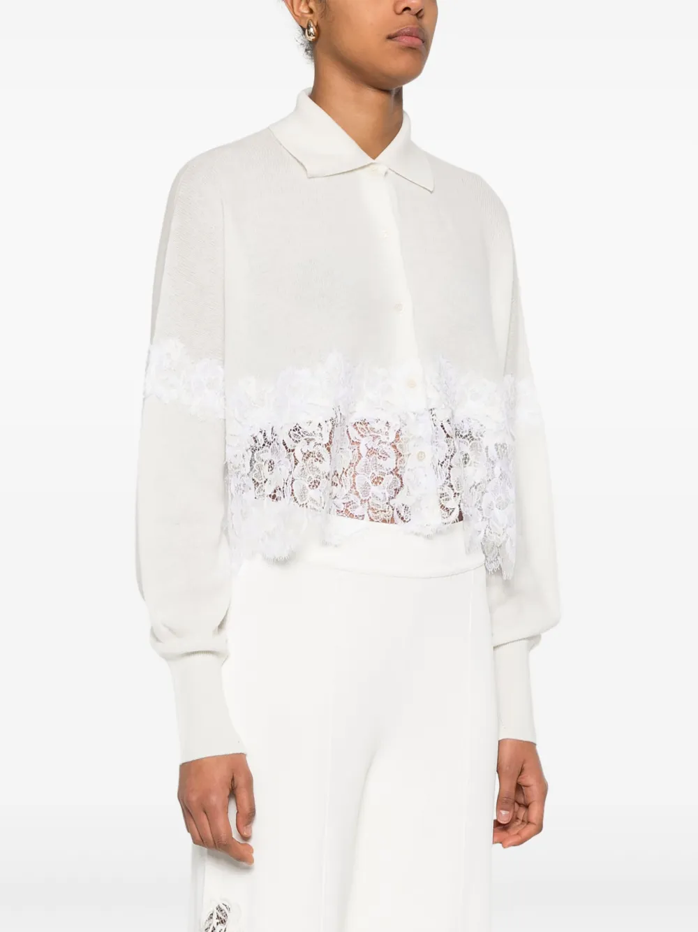 Ermanno Scervino Vest met kanten vlakken Wit