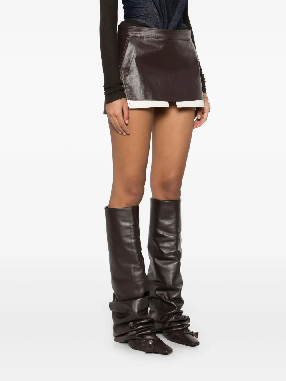 Rick Owens Fog Cutoff mini-rok Bruin
