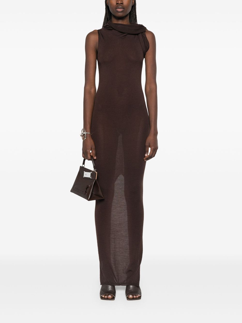 Rick Owens Maxi-jurk met T-logo - Bruin