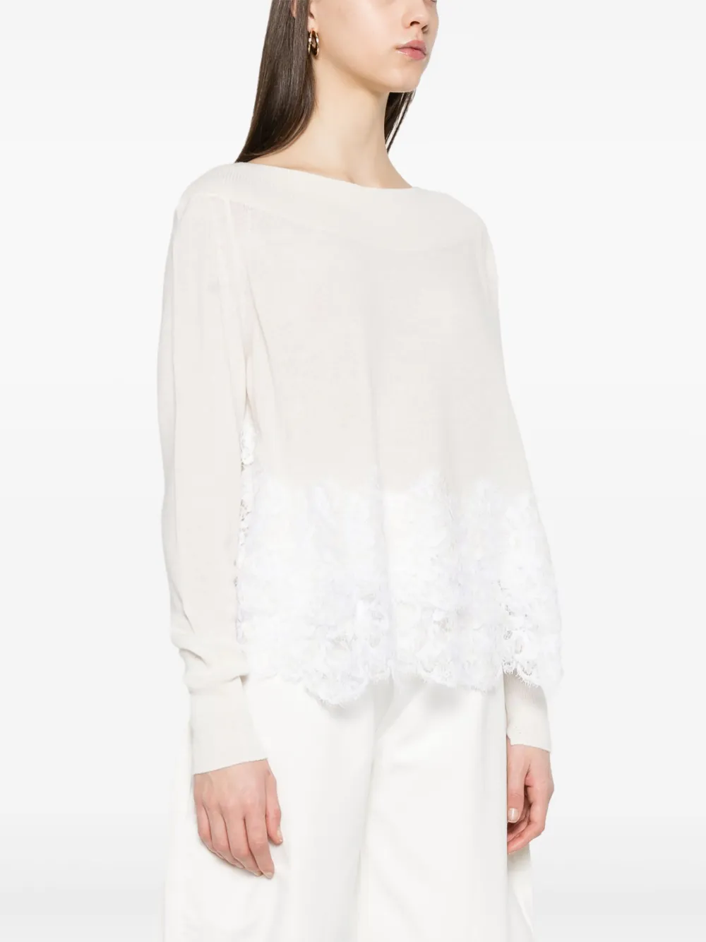 Ermanno Scervino Trui met kanten vlakken Wit