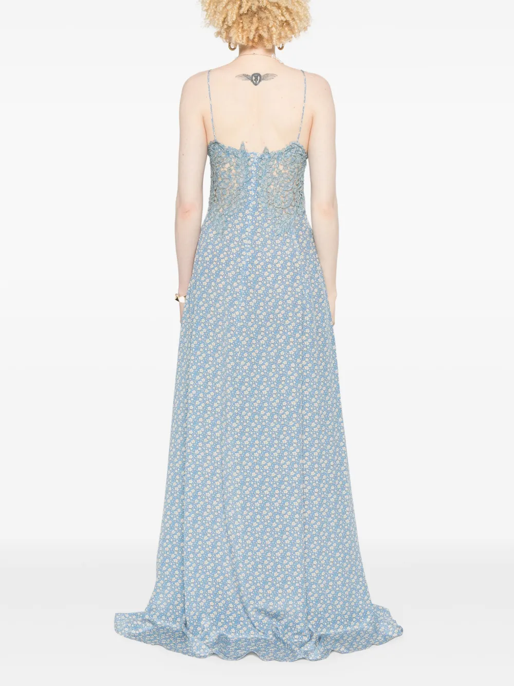 Ermanno Scervino Maxi-jurk met bloemenprint Blauw