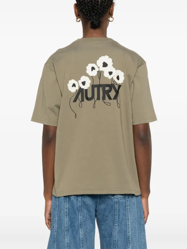 AUTRY 売れ筋商品|||オートリー Tシャツ トップス レディース T-shirts Green Autry logo-tag Cotton T-shirt | Green | FARFETCH