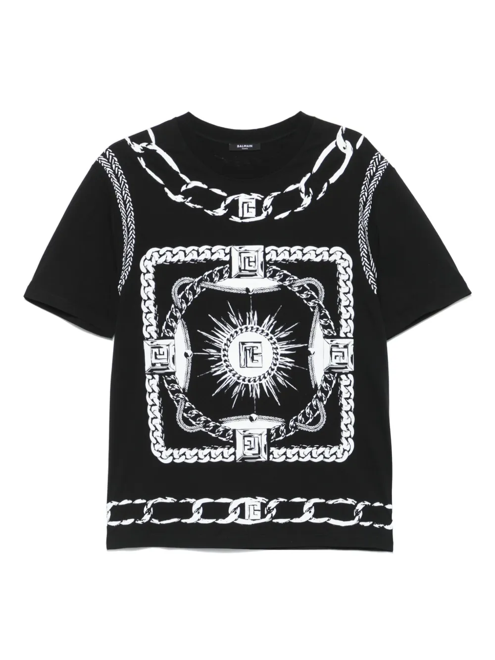 Balmain foulard-print T-shirt Zwart