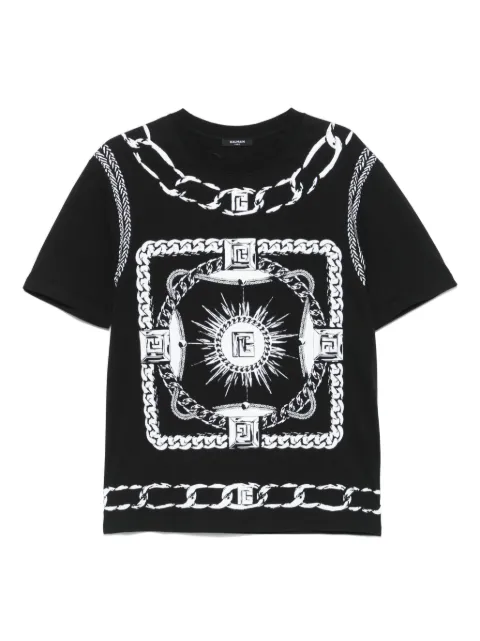 Balmain playera con mascada estampada