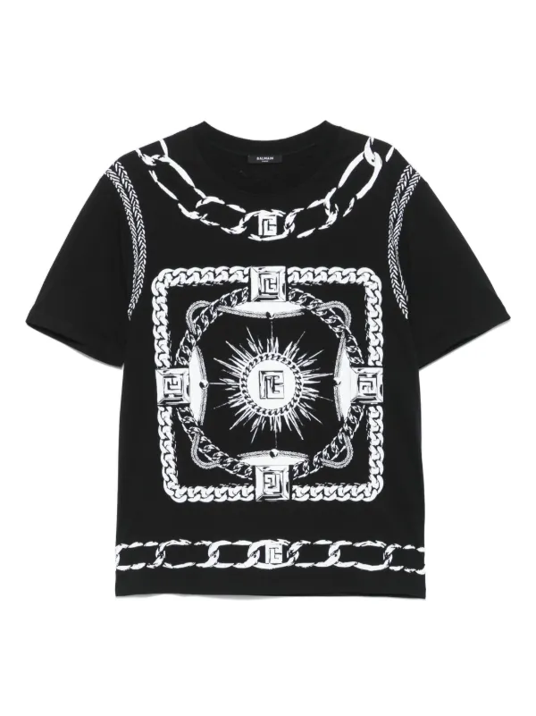 Balmain プリント Tシャツ | ブラック | FARFETCH JP
