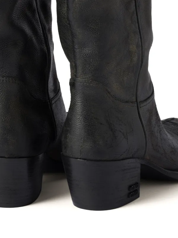 【AY】Miu Miu Leather Boots 38 Leather boots Miu Miu Black size 38 IT in Leather - 51281408