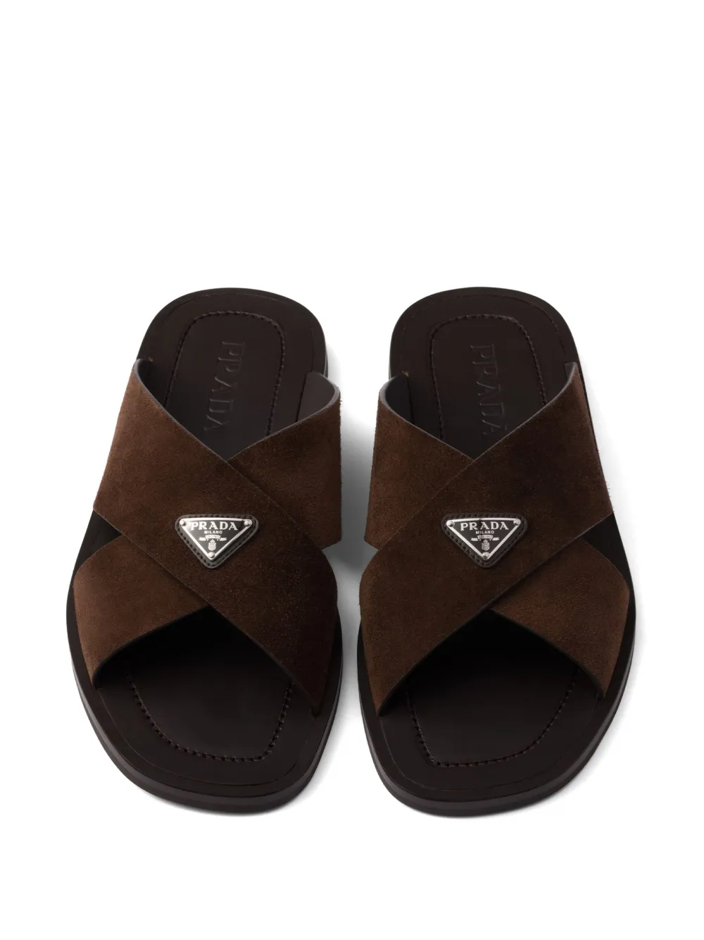 Prada Suede crisscross slides Brown