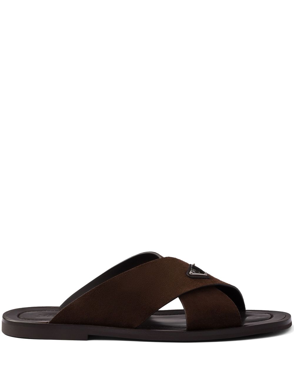 Prada Suede crisscross slides - Brown