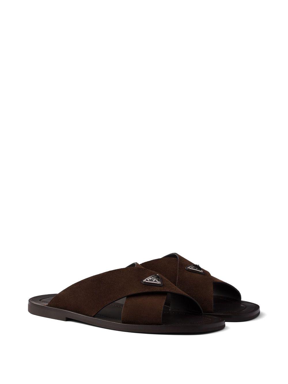 Prada Suede crisscross slides - Brown