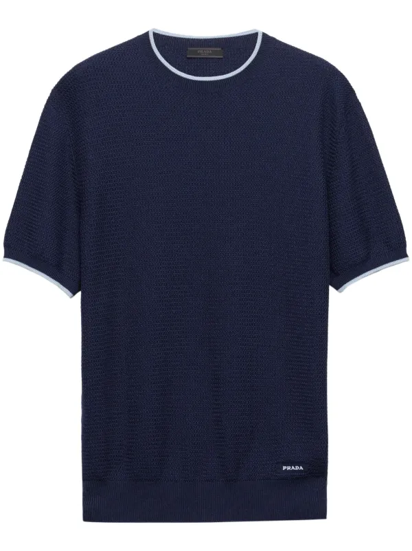 PRADA - PRADA ショートスリーブ セーター Prada ショートスリーブ セーター | ブルー | FARFETCH JP