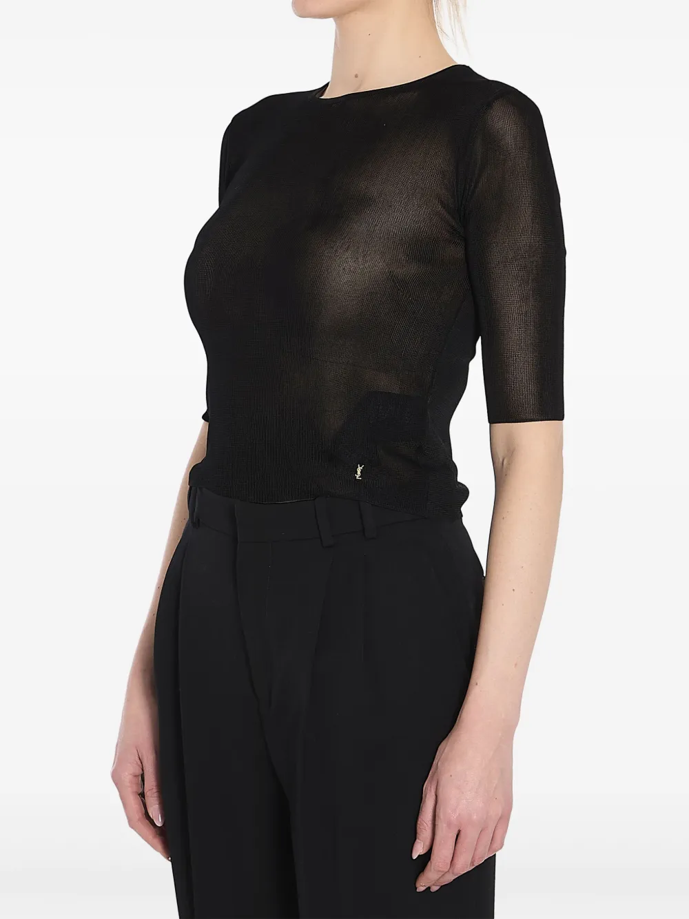 Saint Laurent Cassandre cropped top Zwart