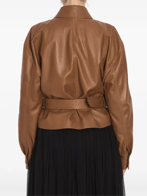 Saint Laurent クロップド レザージャケット | ブラウン Saint Laurent クロップド レザージャケット | ブラウン