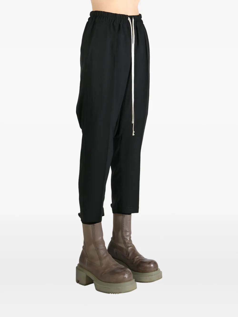 Rick Owens drawstring cropped trousers Zwart