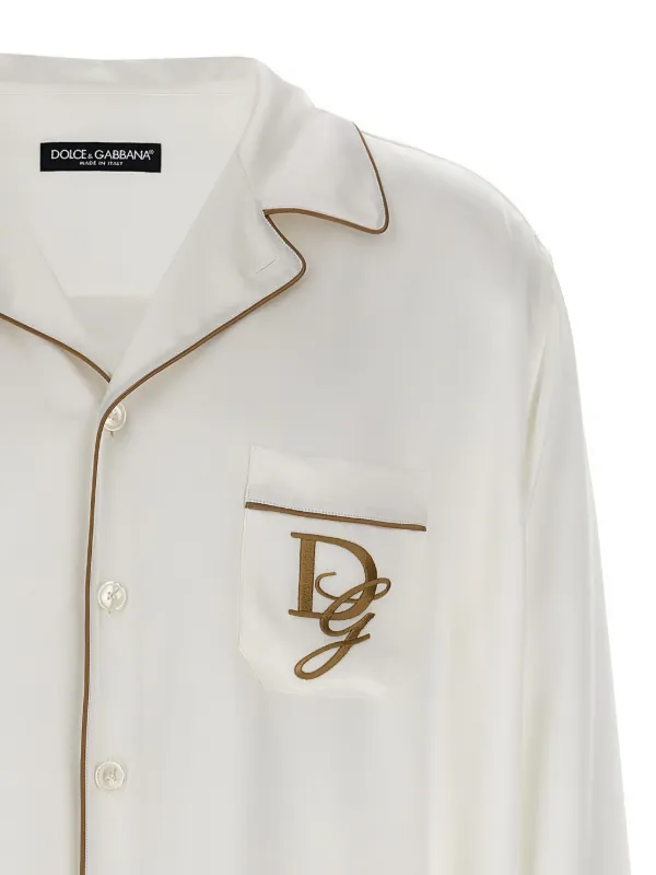 Camisa Blanca Seda Camisas Dolce Gabbana Camisa De Seda Blanco