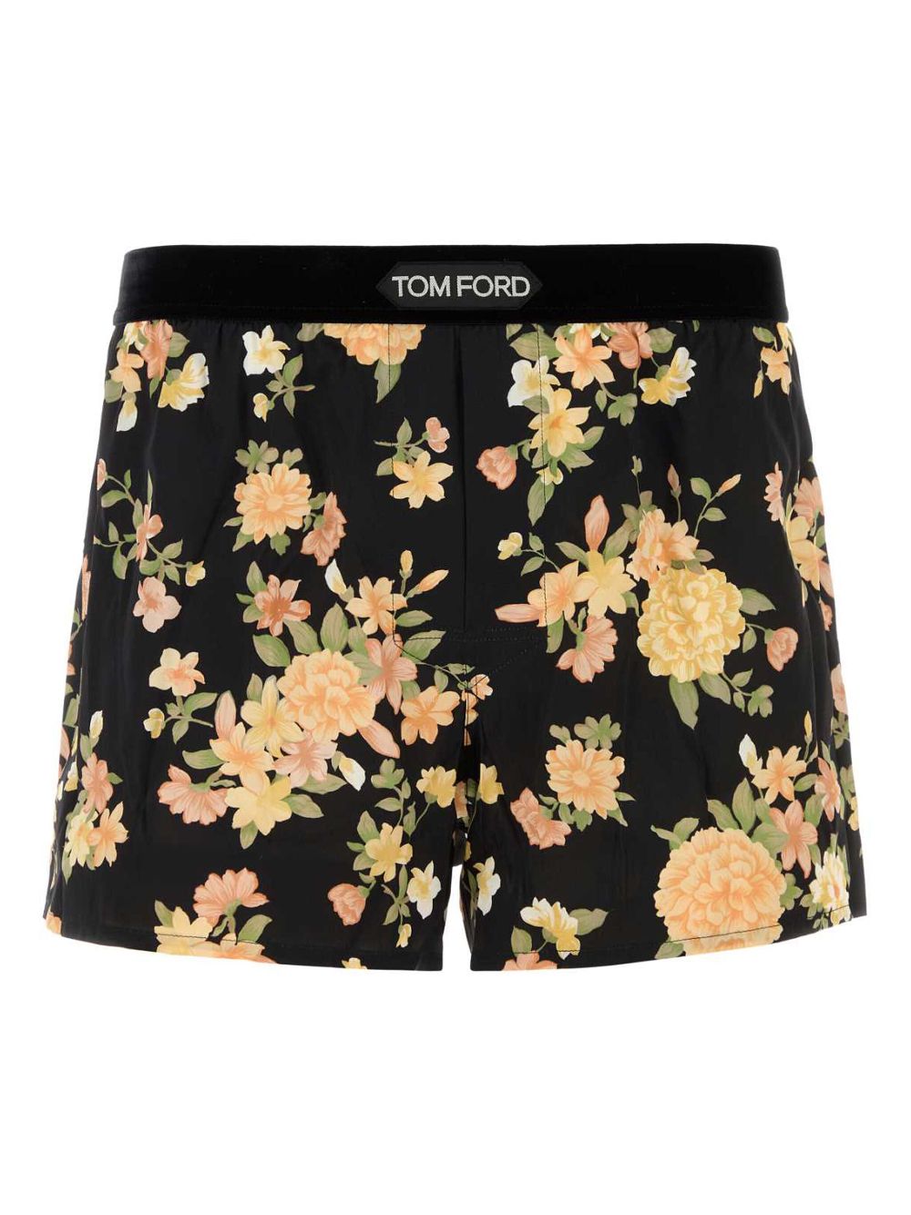 TOM FORD floral-print satin boxers - 838 BLACK PEACH