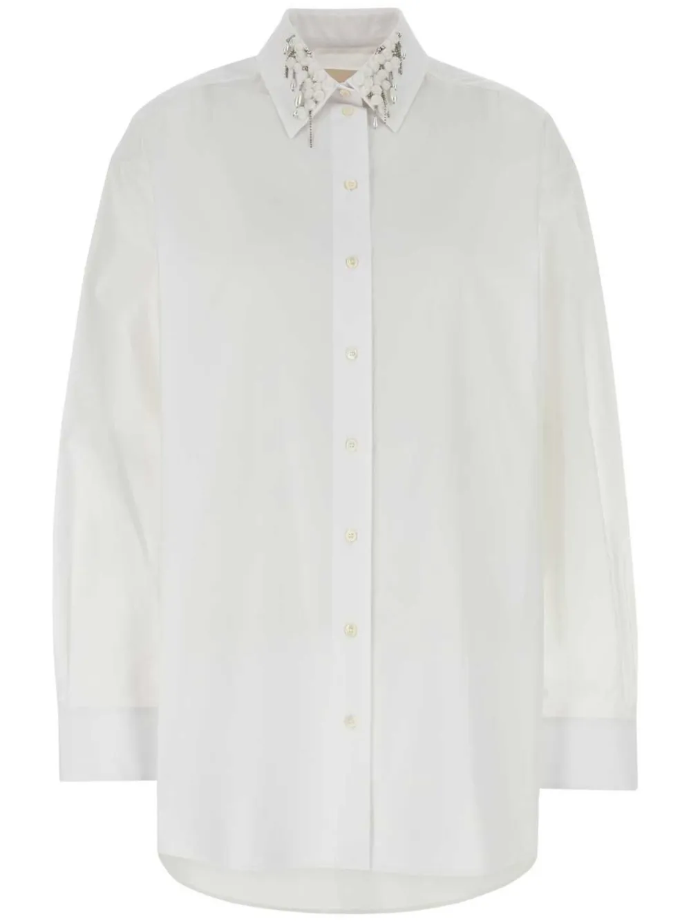 sequin-collar oversize shirt