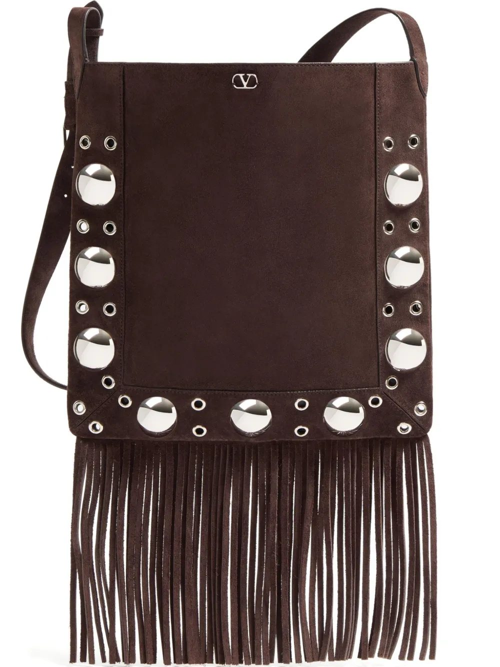 Valentino Garavani suede crossbody bag - Marrone