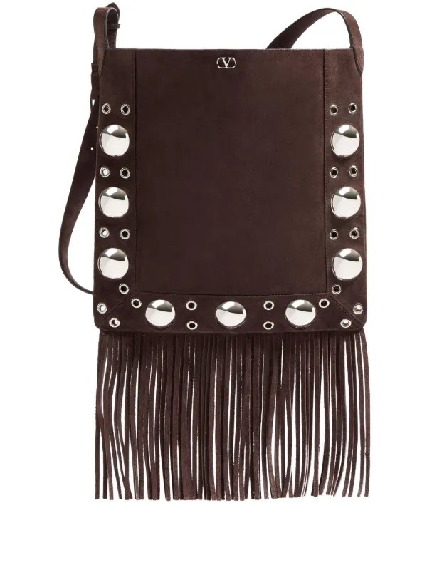 ヴァレンティノ ショルダーバッグ スタッズ ブラック レザー スエード