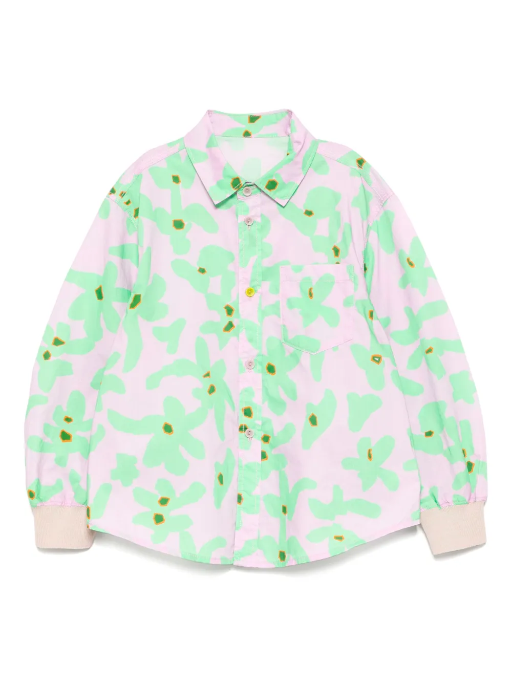 jnby by JNBY floral print curved hem shirt | Purple | Image 1