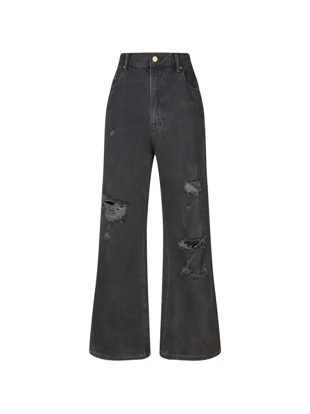 CROQUIS Jeans a gamba ampia con strappi - Nero