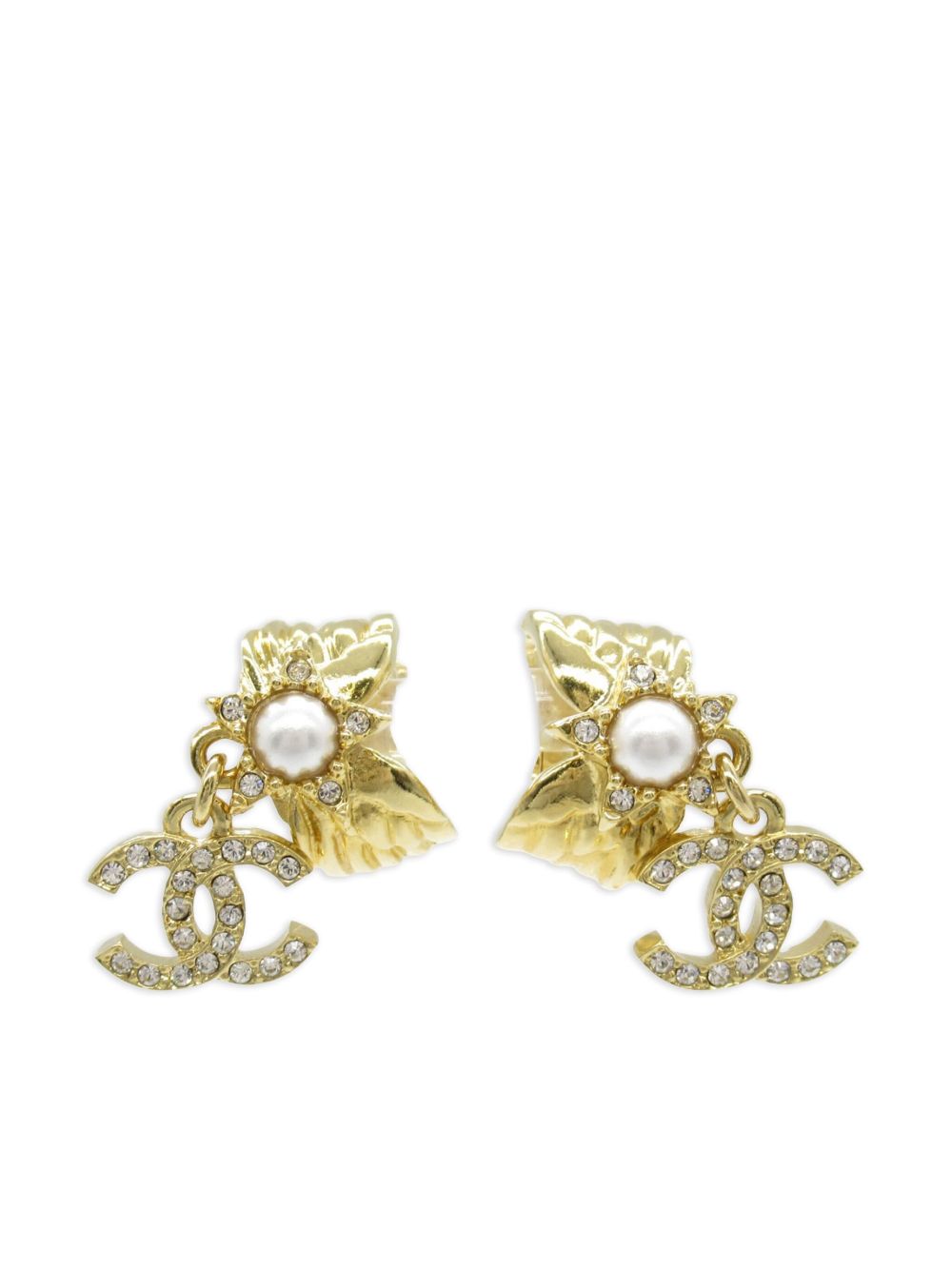 Pre-owned Chanel 1986-1988 Cc Clip-on Earrings In Gold